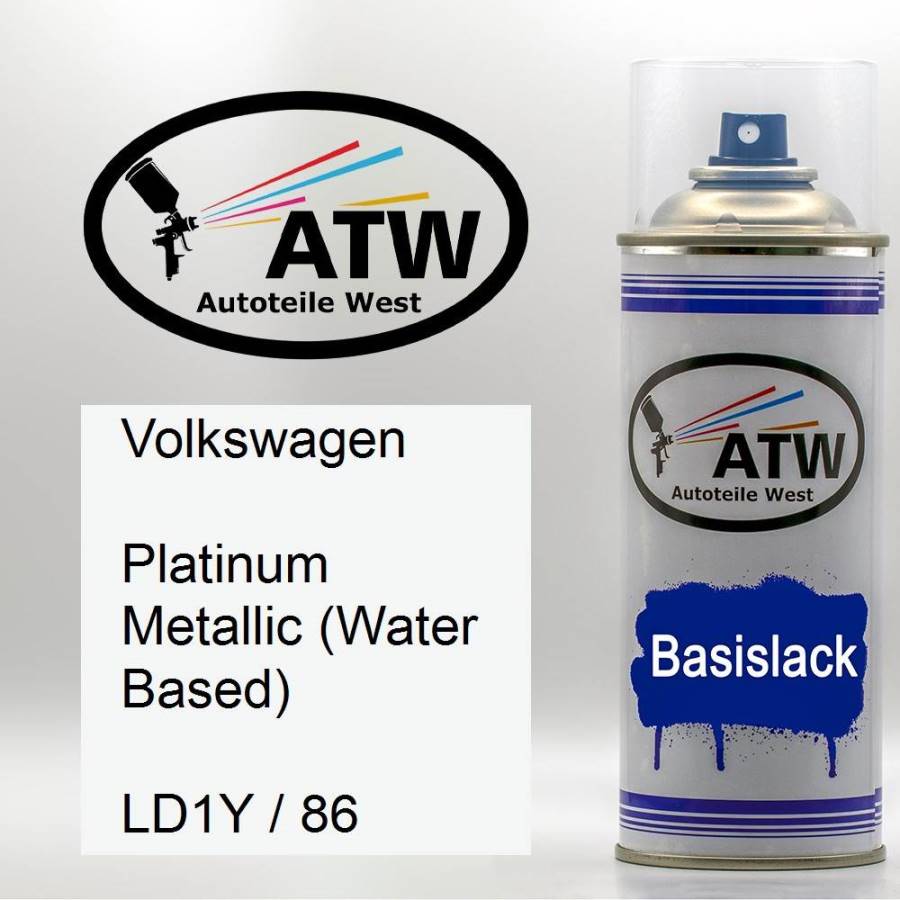 Volkswagen, Platinum Metallic (Water Based), LD1Y / 86: 400ml Sprühdose, von ATW Autoteile West.